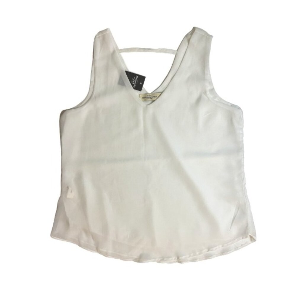 NWT Abercrombie & Fitch Women's Loose Fit V-Neck Sleeveless Silk Top, Size S